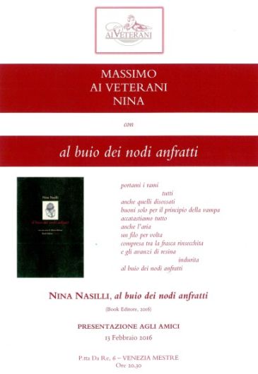 Nina legge "al buio dei nodi anfratti" ai Veterani